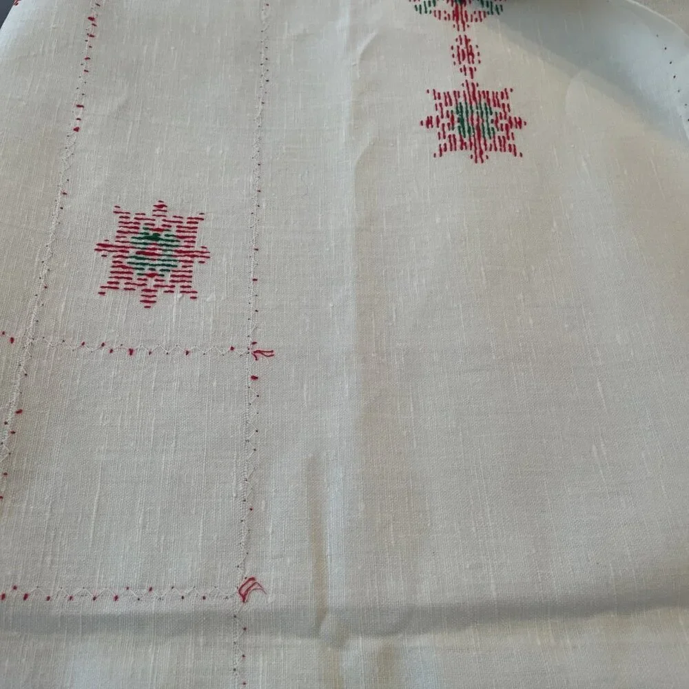 Vintage Handmade Embroidered Tablecloth 66x56